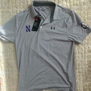 Under Armour Northwestern University Football Golf Polo Striped Men’s Size M